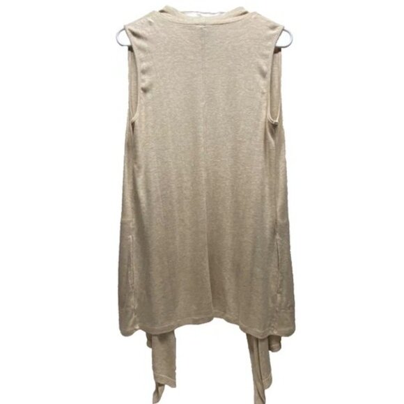 Cable & Gauge Sleeveless Cardigan Women's Medium Oatmeal Heather Open Front NWT - Picture 6 of 12